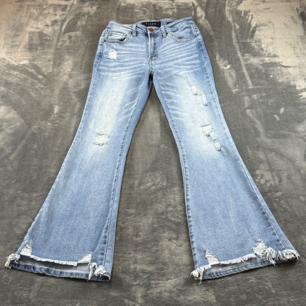 Risen Los Angeles Distressed Flare Jeans Light Wash RDP1271 Size 26/3 Mid Rise